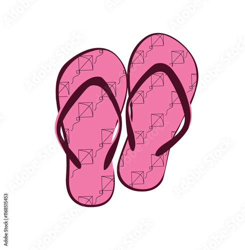 Colorful flip flops isolated on transparent. Summer vacation beach footwear