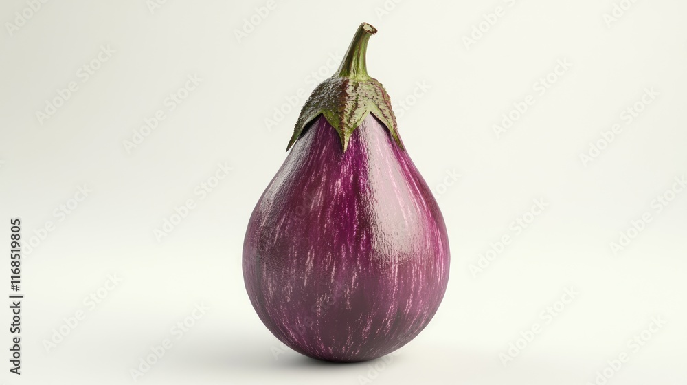 Fototapeta premium Single purple eggplant on white.