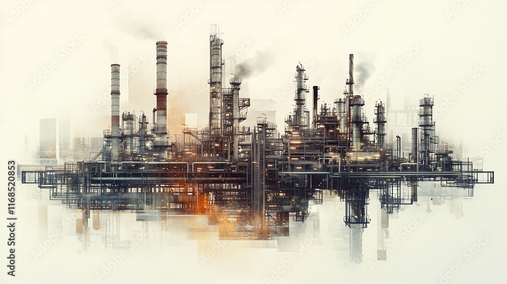 Obraz premium city, night, industry, oil, building, factory, plant, business, urban, industrial, light, sunset, refinery, skyline, sky, architecture, power, abstract, pollution, cityscape, water, river, landscape, 