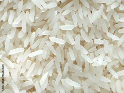 Close-Up of Jasmine Rice Grains, White Thai Hom Mali Rice Texture and pattern background.