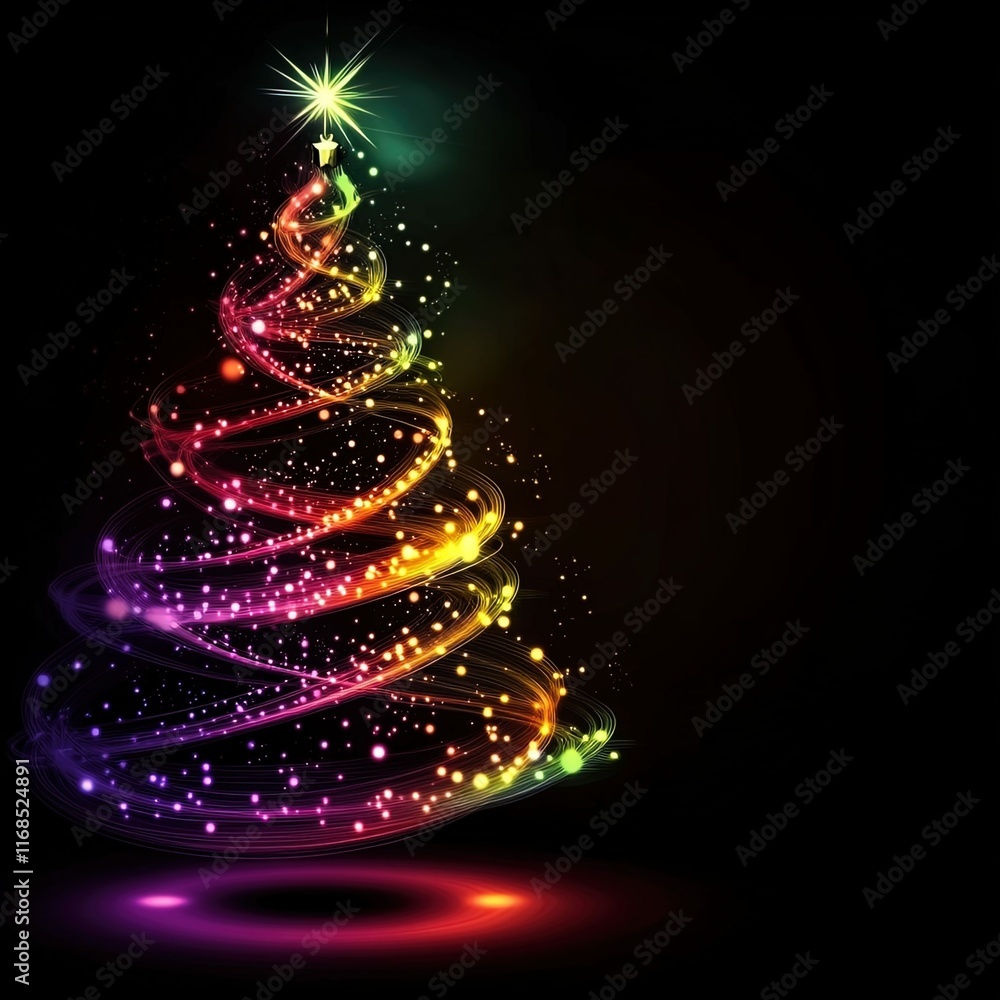 Beautiful colorful abstract christmas tree with copy space Beautiful colorful abstract christmas tree with copy space