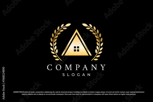 golden house award real estate with wheat grain logo