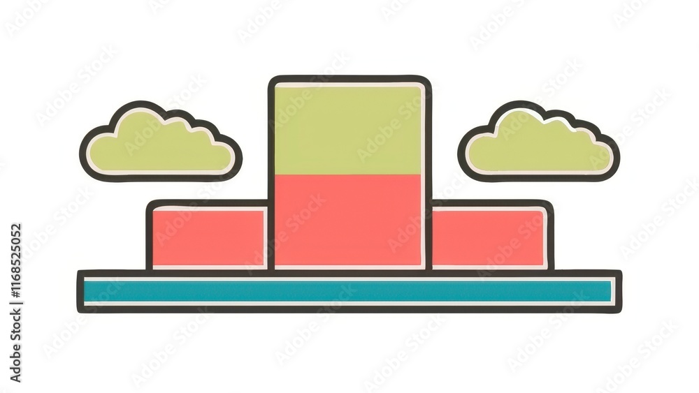 A simple, colorful geometric illustration featuring blocks with varying heights and soft clouds above. A simple, colorful geometric illustration featuring blocks with varying heights and soft clouds above.