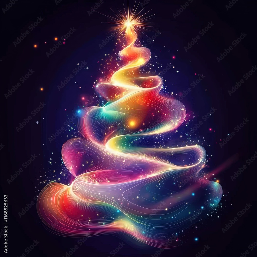 Obraz premium Beautiful colorful abstract christmas tree with copy space