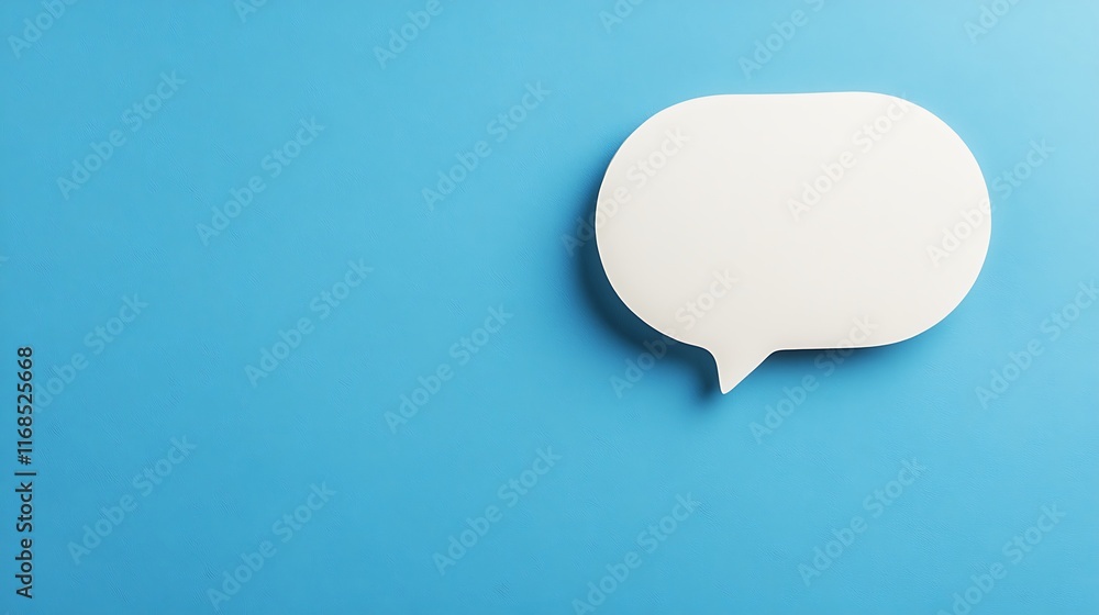 White speech bubble communicating on a blue background White speech bubble communicating on a blue background