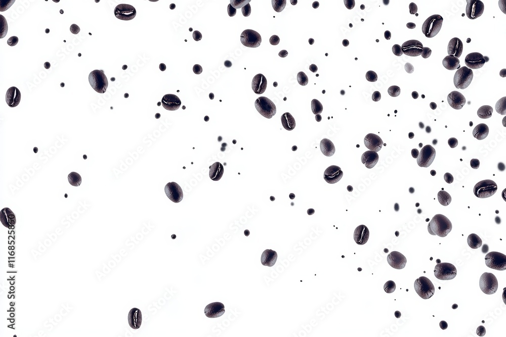 Roasted coffee beans falling on white background. Roasted coffee beans falling on white background.