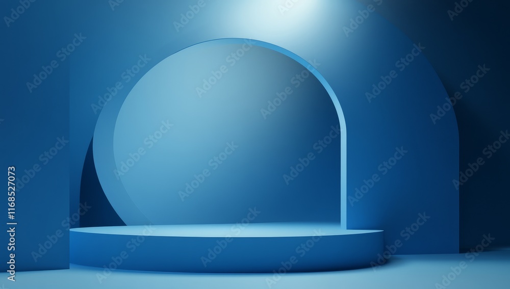 Abstract blue 3D archway with platform. Abstract blue 3D archway with platform.