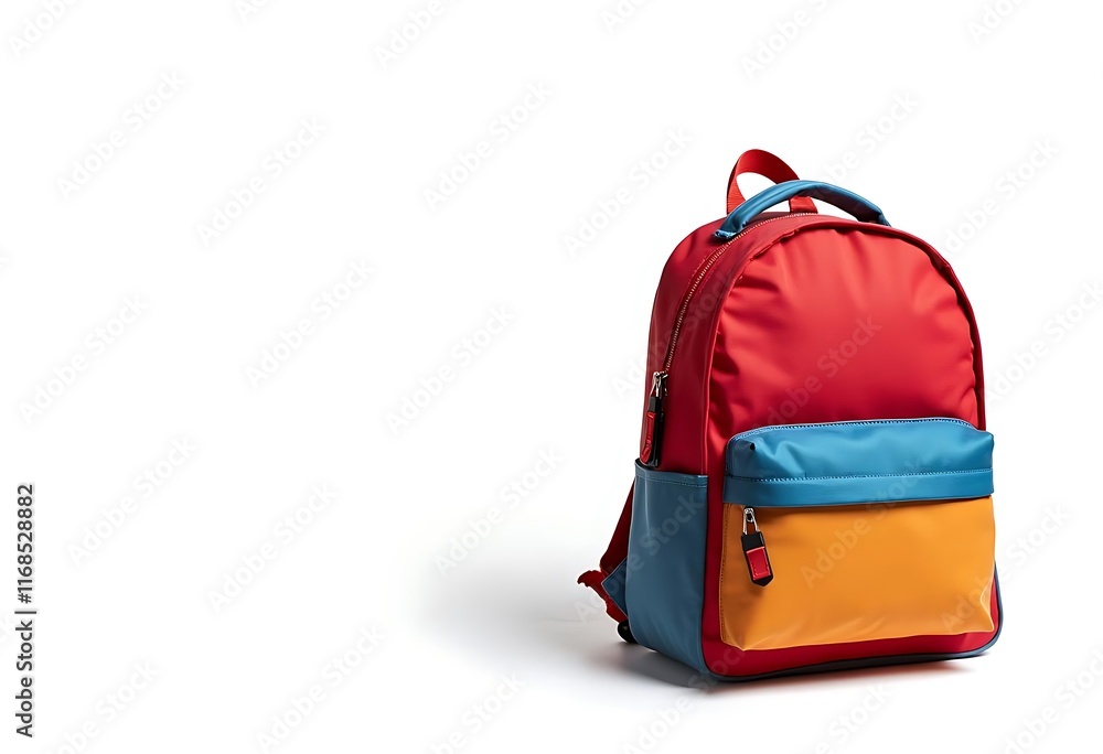 Fototapeta premium Colorful school backpack on isolated white background. Back to school concept