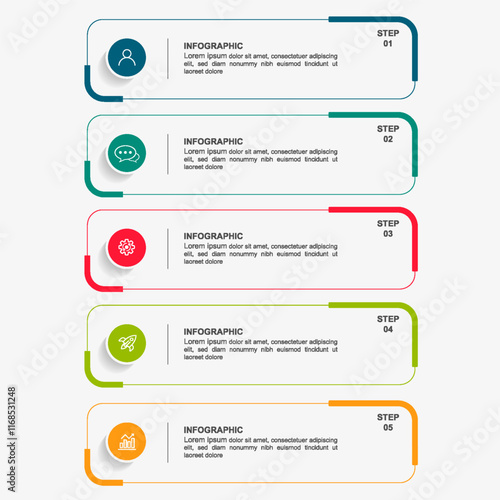 5 infographic tab index banner design vector and marketing template business. Can be used for workflow layout, diagram, annual report, web design. Business concept with steps processes.