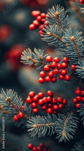 Beautifully decorated Christmas tree with ornaments and pine cones showcasing...