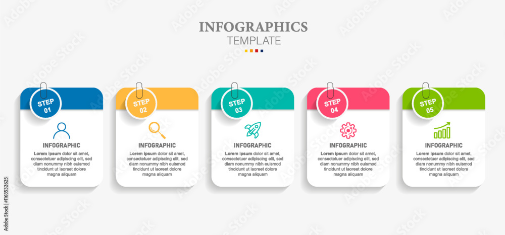 Creative concept for infographic with note and 5 steps, options, parts or processes. Business data visualization Creative concept for infographic with note and 5 steps, options, parts or processes. Business data visualization