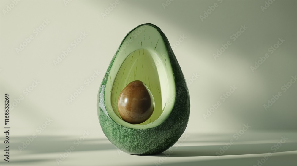 A ripe avocado halved with the pit visible, isolated on a flawless white backdrop. A ripe avocado halved with the pit visible, isolated on a flawless white backdrop.