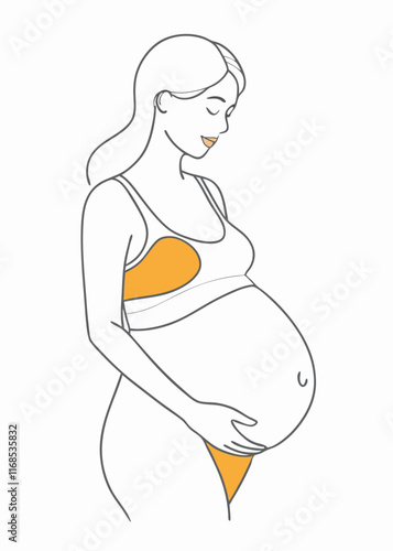 Pregnant women vector art on white background

