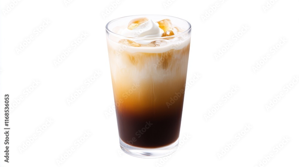 A refreshing iced coffee drink with whipped cream and ice. A refreshing iced coffee drink with whipped cream and ice.