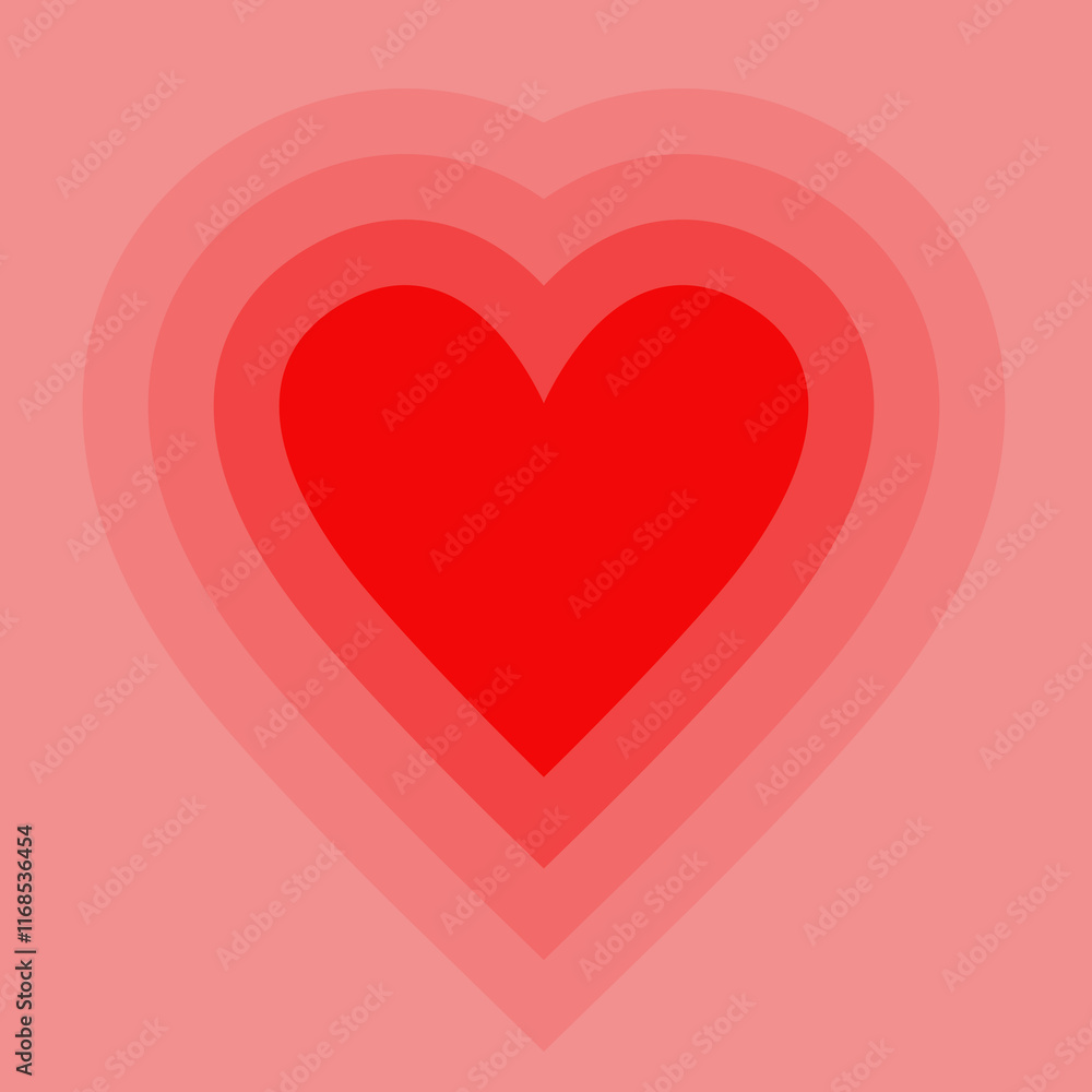 Red heart gradient Valentine's day background. Heart striped pattern. Glowing hearts. Template for wallpaper, frame, posters, banners, greeting card, wedding invitation. Flat design. Vector Red heart gradient Valentine's day background. Heart striped pattern. Glowing hearts. Template for wallpaper, frame, posters, banners, greeting card, wedding invitation. Flat design. Vector