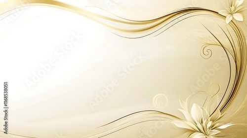 Elegant Beige Floral Design with Swirling Lines