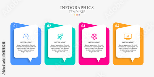 infographics template icons with speech bubble and 4 options or steps
