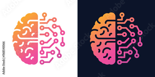 Digital Brain with AI chip Processor. Business idea and innovation. Artificial intelligence and innovation technology concept. AI microchip, semiconductor. Vector illustration