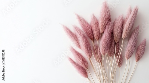 Pampas grass bouquet in soft pastel colors on light background for decoration