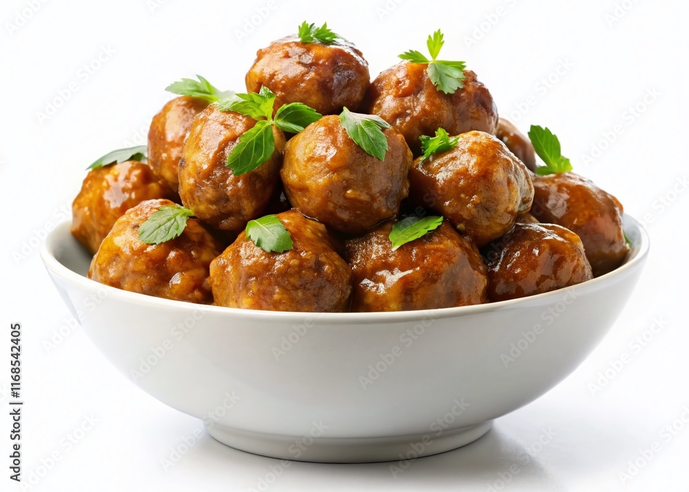Delicious Homemade Meatballs in a Bowl – Panoramic Stock Photo