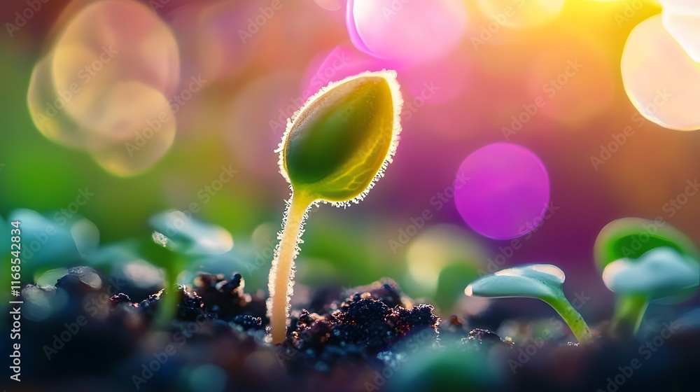 closeup photography germinating agriculture, A seedling is sprouting from a seed closeup photography germinating agriculture, A seedling is sprouting from a seed