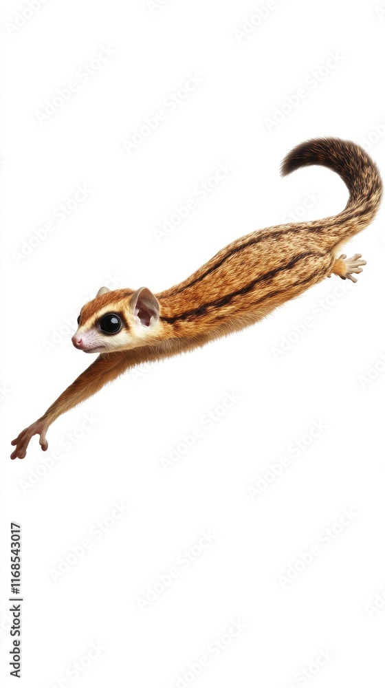 Fototapeta premium A flying squirrel gliding gracefully through the air with outstretched limbs.
