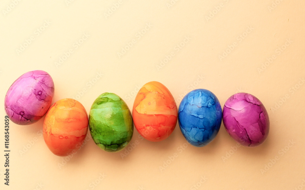 Fototapeta premium eggs on pastel background. easter background