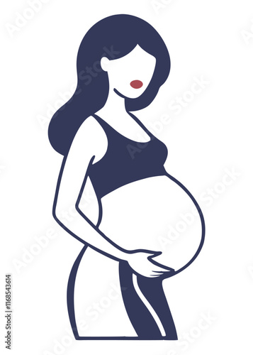Pregnant women vector art on white background

