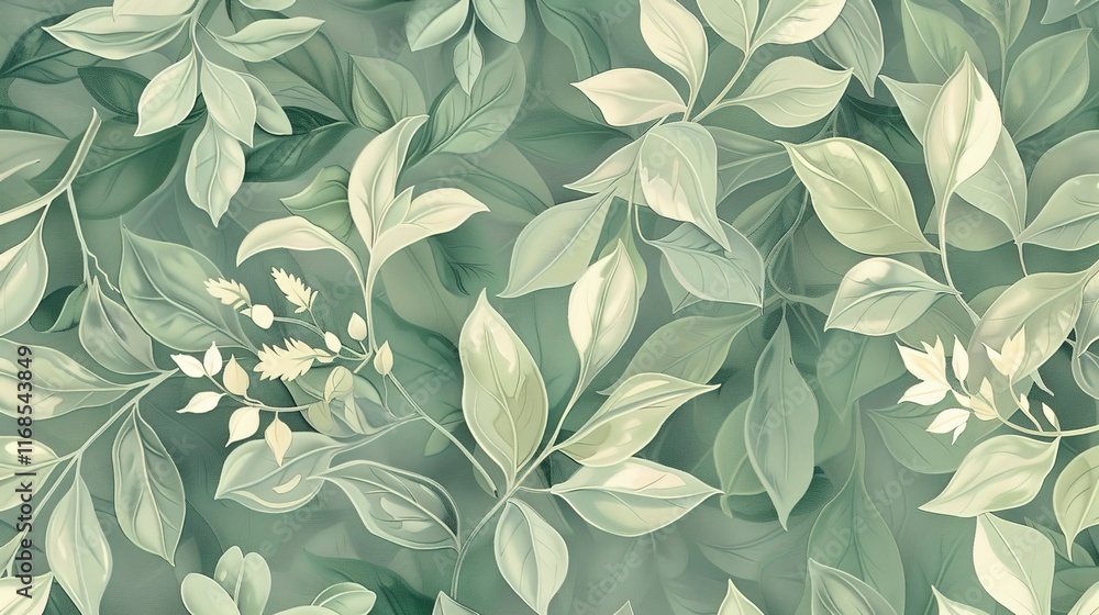Fototapeta premium sage leaf seamless pattern wallpaper