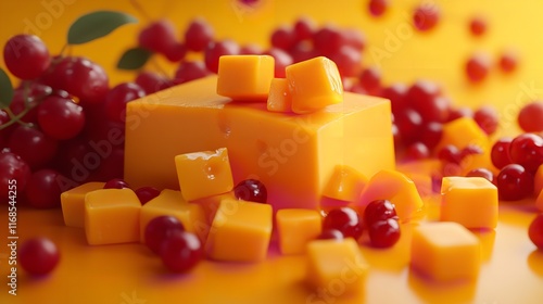 Cheese Texture, Cheese Dices and Slices, Cheese Boa with Fruit

 photo