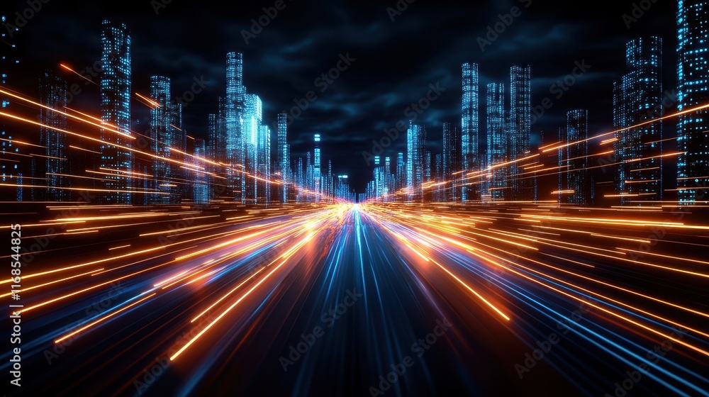 Obraz premium Motion blur of city lights at night.
