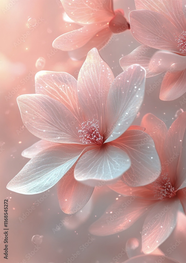 Fototapeta premium Soft pink flowers showcasing delicate petals in a serene setting