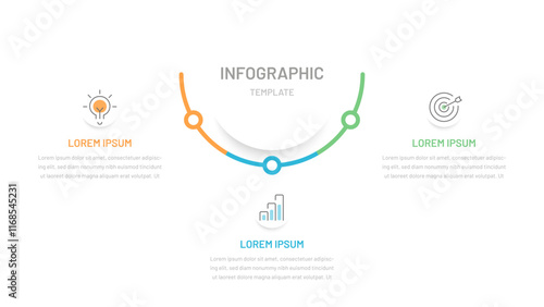 A simple three-step infographic for a presentation, booklet with editable icons. Timeline infographics