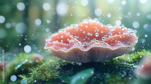 Pink Mushroom in Rain: A si...
