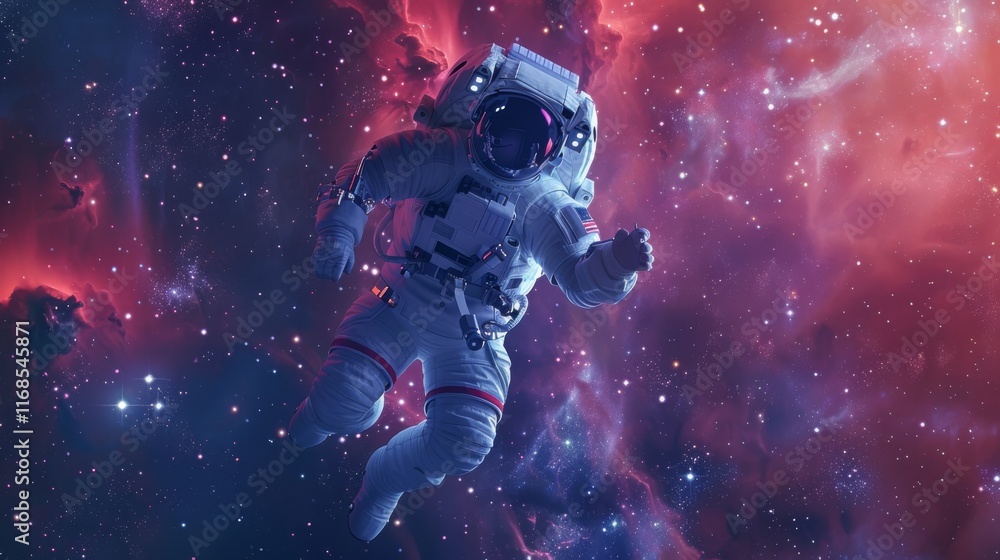An astronaut floating weightlessly in space, tethered to a spacecraft, with a brilliant galaxy and countless stars in the background, the Milky Way arching across the star-filled sky in the background An astronaut floating weightlessly in space, tethered to a spacecraft, with a brilliant galaxy and countless stars in the background, the Milky Way arching across the star-filled sky in the background