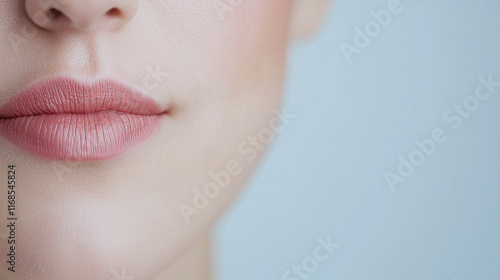 Close-up of Soft, Nude Lips