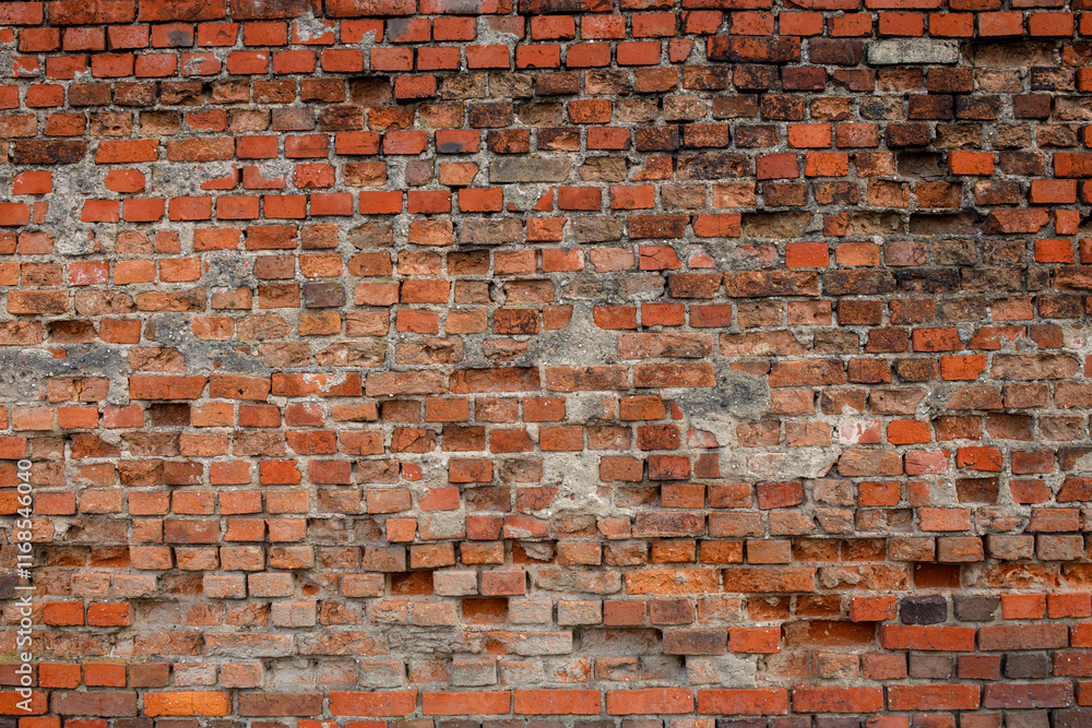 Naklejka premium Old red brick wall background. Masonry wall, stonework