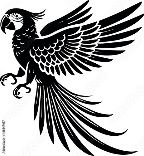 Parrot vector black silhouette cricut design for T-shirt