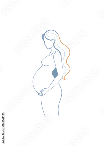 Pregnant women vector art on white background

