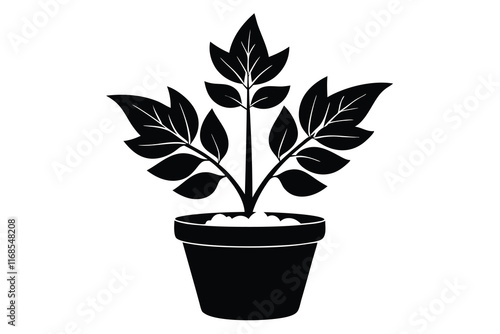 Black  Plant on pot of flower silhouette K.eps