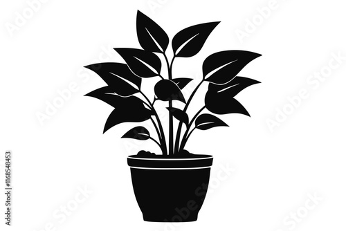 Black  Plant on pot of flower silhouette S.eps