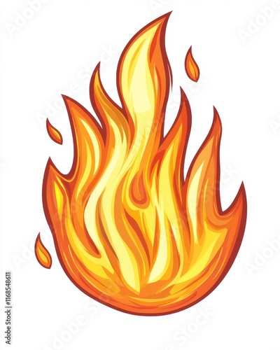 Fiery orange and yellow flame illustration. photo