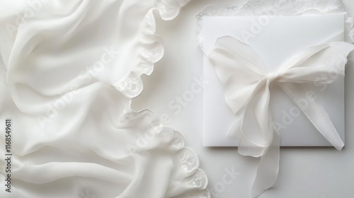 Wallpaper Mural White Fabric Draped Near a White Envelope With Bow Torontodigital.ca