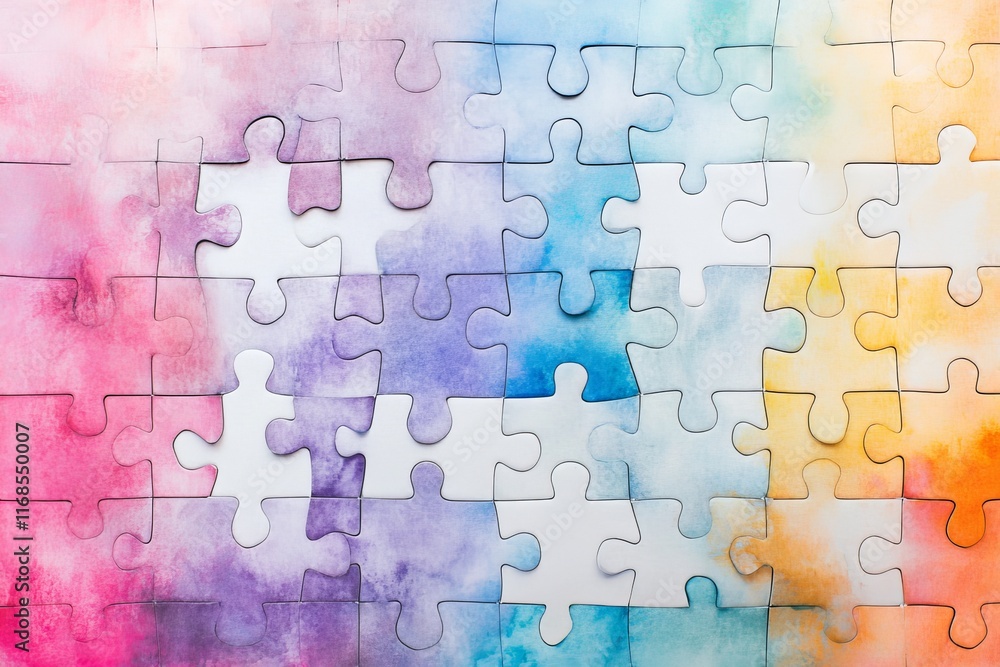 Puzzle pieces with a watercolor texture. Puzzle pieces with a watercolor texture.