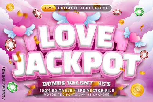love jackpot valentines day 3d text effect and editable text effect