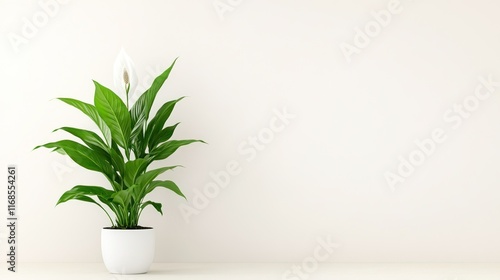 Wallpaper Mural A potted plant with lush green leaves and a white flower. Torontodigital.ca