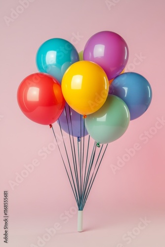 Wallpaper Mural Colorful balloons bunch on pink background. Torontodigital.ca