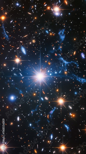 Mesmerizing spiral galaxy with vibrant blue and golden hues captured in deep ...