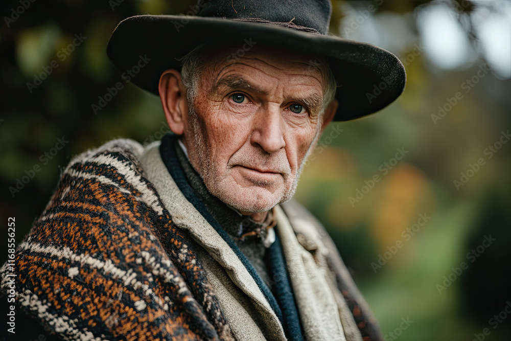 Portrait of a Welsh man in traditional Welsh national costume, Wales Portrait of a Welsh man in traditional Welsh national costume, Wales
