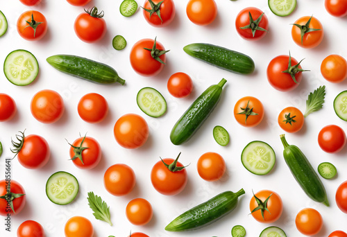 Wallpaper Mural Fresh Tomatoes and Cucumbers Pattern  Torontodigital.ca